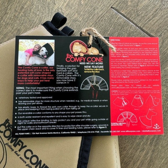 The Comfy Cone Pet Cone for Dogs Cats Small-Long Tan Soft Dog Cone Collar NWT - Picture 7 of 9